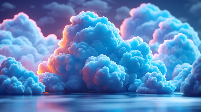 Creative Cloud Computing Illustration. 3D, High Quality Resolution, simple, subtle, vector, icon, background, e-learning, advertisement, banner.