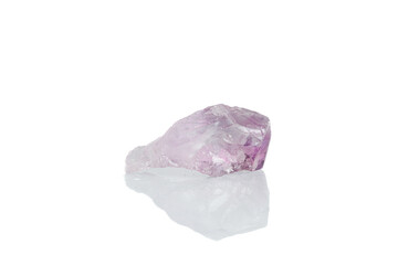 Amethyst mineral stone macro on white background