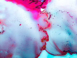 Liquid Acryl. Watercolor Marble. Pink Alcohol Ink