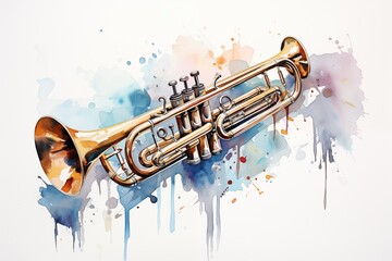 watercolor on trumpet 