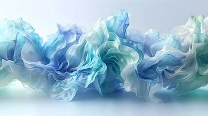 An ethereal blend of sky blue and mint green abstract blooming shape, isolated on a transparent background
