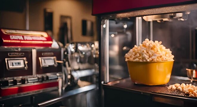 Popcorn in a popcorn making machine.