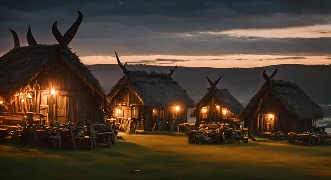 Houses in a Viking village.