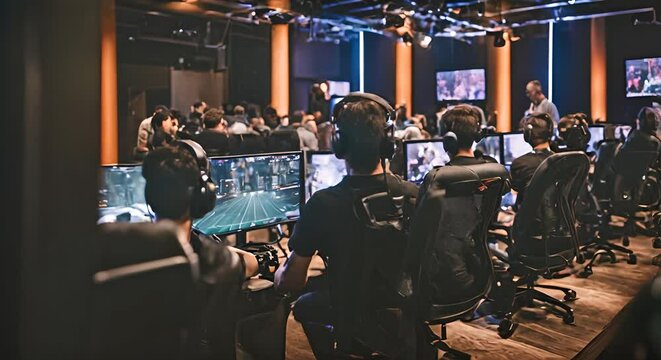 Esport players in a competition.