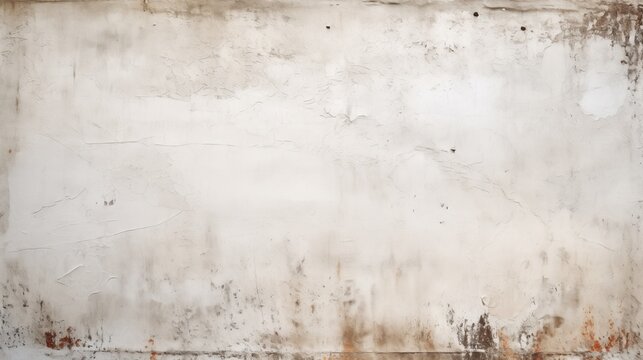 Textured White Poster Wall with Peeling Edges and Rust Stains