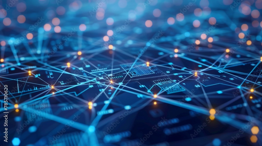 Aufkleber abstract network connections on a digital circuit board