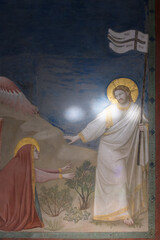 Fresco Giotto Resurrection of Jesus - Noli me tangere - obrazy, fototapety, plakaty