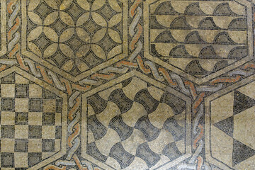 Late Roman floor mosaic with geometric motifs