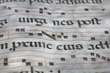 Detail with musical notation from illuminated antiphonary manuscript f