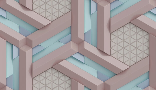 Modern 3D geometric pattern in soft pastel tones