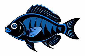 bluegill  silhouette vector style on white background 