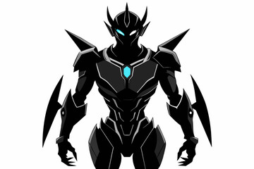 Anime cyberpunk robot Silhouette on white background