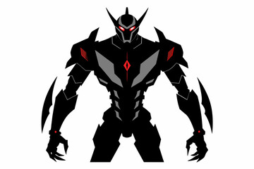 Anime cyberpunk robot Silhouette on white background