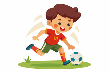 kid playing football on white background
