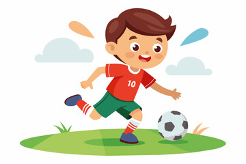 Obraz na płótnie Canvas kid playing football on white background