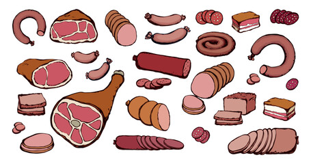 Meat production. Vector drawing food - 785721839