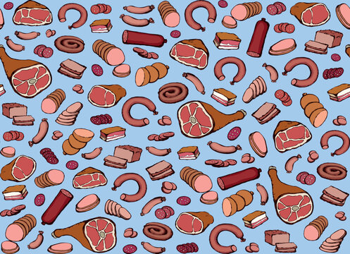 Meat production. Vector drawing food