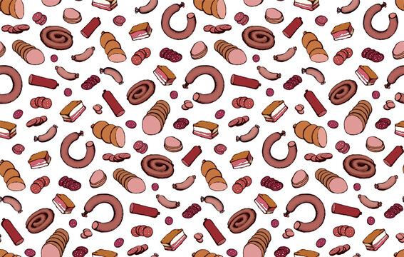 Meat production. Vector drawing food