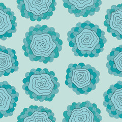 Seamless vector pattern in zenart style for fabrics, wallpaper or background. Seamless color vector pattern with abstract cloud patterns. Seamless pattern with curved lines.