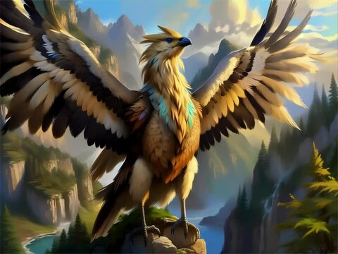 A_majestic_and_imposing_wild_griffin_its_majestic_wing