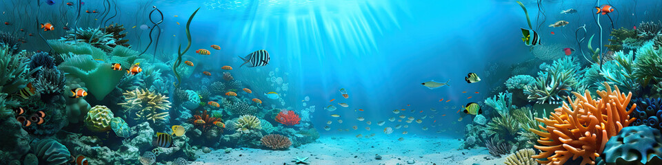Fototapeta na wymiar Aquatic Playtime: 3D Model of an Underwater Playground with Animated Sea Life