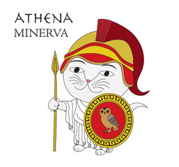 Cute cartoon illustration of cat Athena