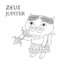 Cute cartoon illustration of cat Zeus