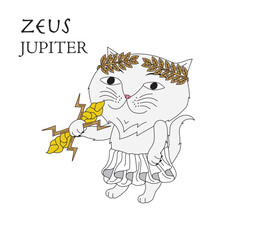 Cute cartoon illustration of cat Zeus