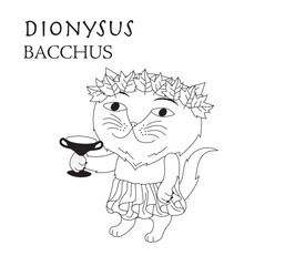 Cute cartoon illustration of cat Dionysus