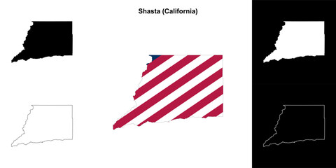 Shasta County (California) outline map set