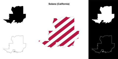 Solano County (California) outline map set