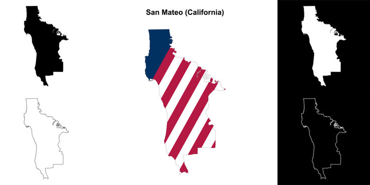 San Mateo County (California) outline map set