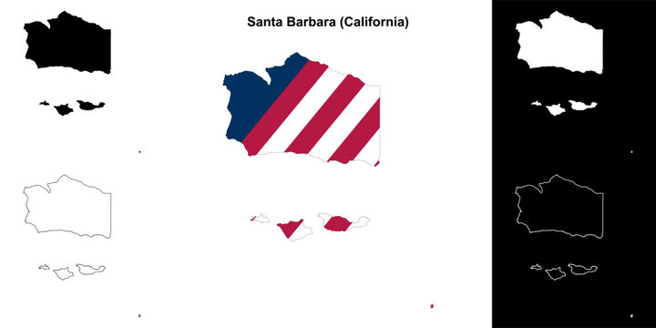 Santa Barbara County (California) outline map set