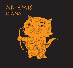 Cute cartoon illustration of cat Artemis