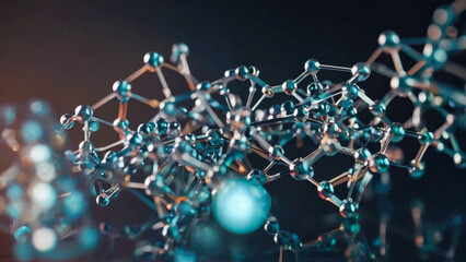 Molecular model of the atom on a dark background close up