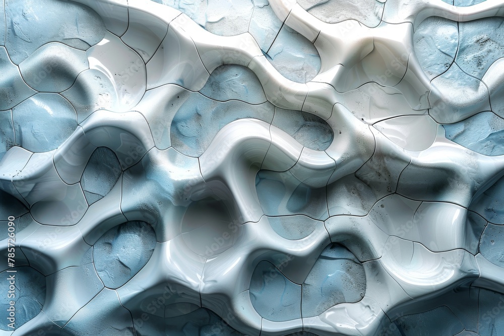 Poster a soft blue 3d generated image with a wave-like pattern creating a sense of calmness and fluidity
