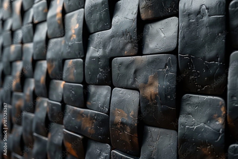 Poster the image presents a rugged and modern look with dark textured tiles adorned with rustic distress ma