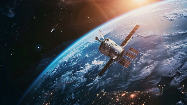 An image portraying the Hubble Space Telescope in orbit around the Earth, serving as a vital space observatory for research purposes