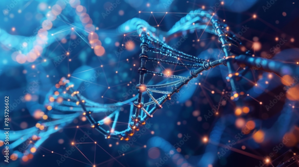 Aufkleber abstract visualization of dna strand with digital connections