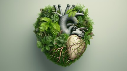 gold heart and green leaves