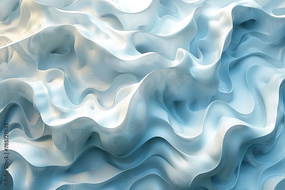 Poster soft undulating waves of blue fabric create an ethereal and dreamlike artistic background pattern