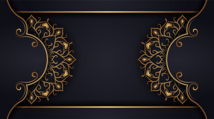 Black background with golden mandala ornament
