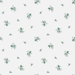 seamless botanical pattern of painted oriental motifs on a white background