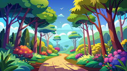 Obraz premium forest bushes path vector illustration