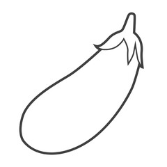 Linear icon of an eggplant. Black and white vector illustration.
