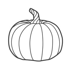 Linear icon of a pumpkin. Black and white vector illustration.