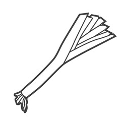Linear icon of leek. Black and white vector illustration.