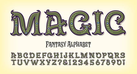 An ornate and embellished fantasy style alphabet.