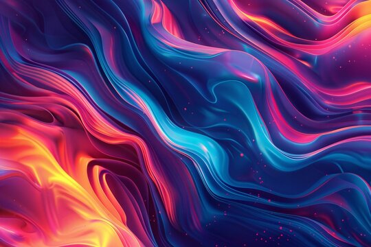 Vibrant abstract wallpaper with dynamic shapes and neon gradients reminiscent of a hallucination