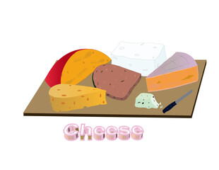 A collection of white and yellow cheeses